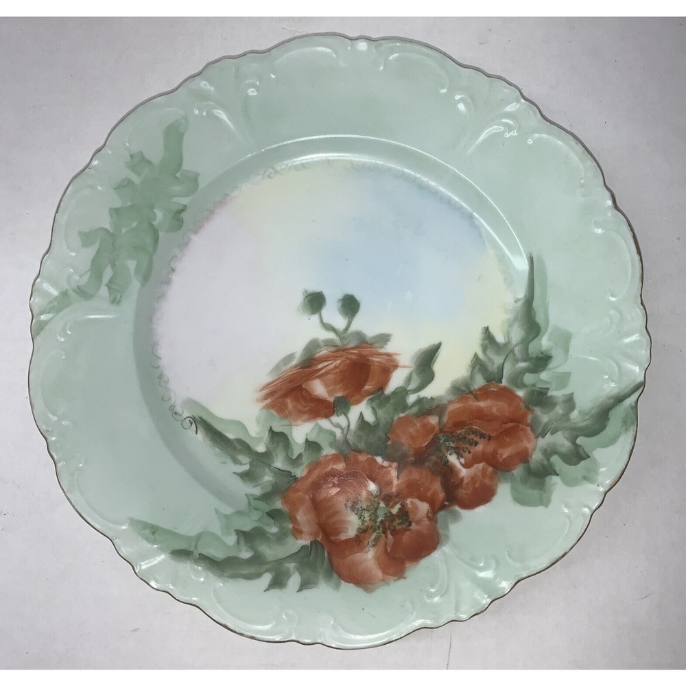 Vintage Collectible Plate signed, dated by artist A L Klinkhamer, 9” Red Poppies